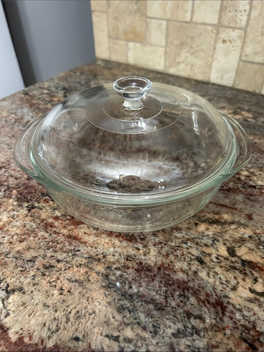 Vintage Pyrex Clear Glass Covered Casserole Dish